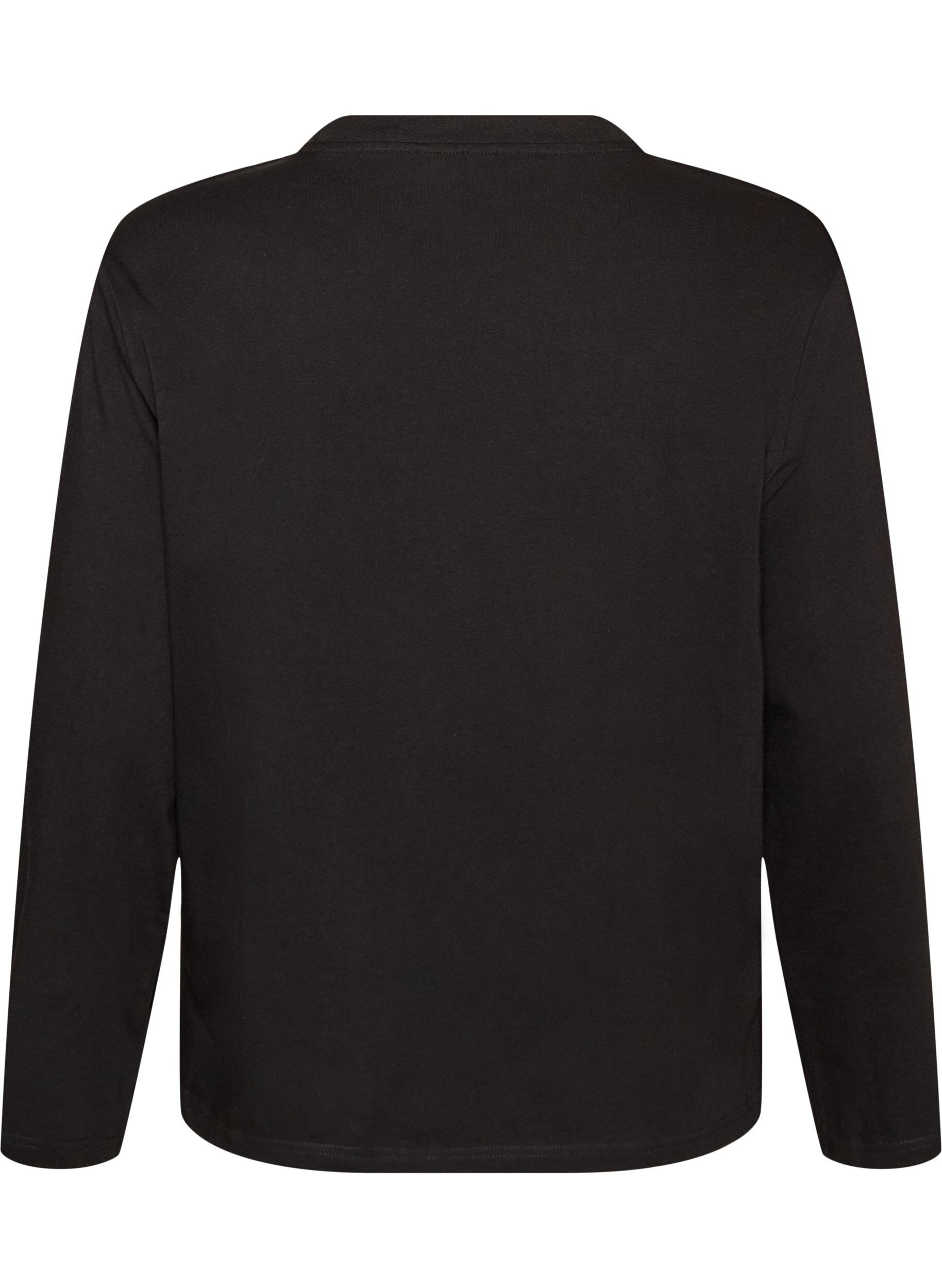 ZizziBasic T-Shirt mit langen &Auml;rmeln, Schwarz, Packshot image number 1