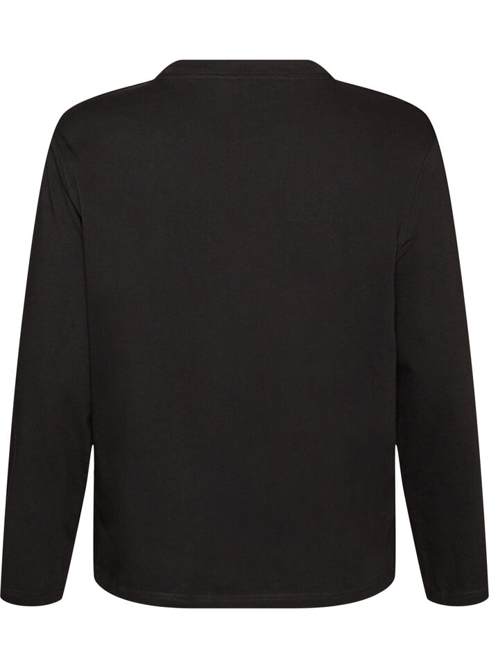 Basic T-Shirt mit langen &Auml;rmeln, Schwarz, Packshot image number 1