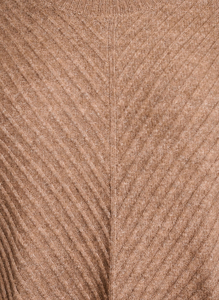 Kurzes Strickkleid mit V-f&ouml;rmigem Strukturmuster, Braun, Packshot image number 2
