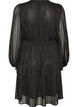 Knielanges Kleid mit transparenten Streifen und Wickeleffekt, Schwarz, Packshot image number 1