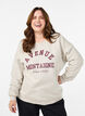 Sweatshirt mit Text auf der Vorderseite, Beige, Model image number 0