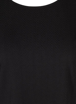 Bluse mit Struktur und 3/4-Ärmeln, Black, Packshot image number 2