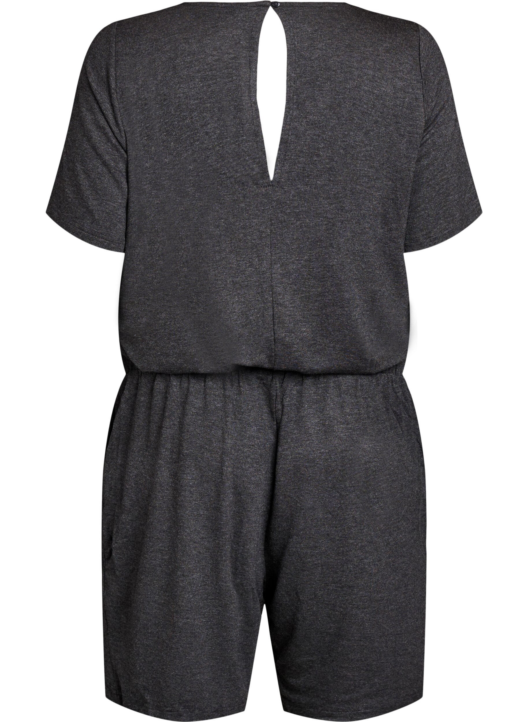 Zizzi Jumpsuit mit kurzen Beinen, Grau, Packshot image number 1