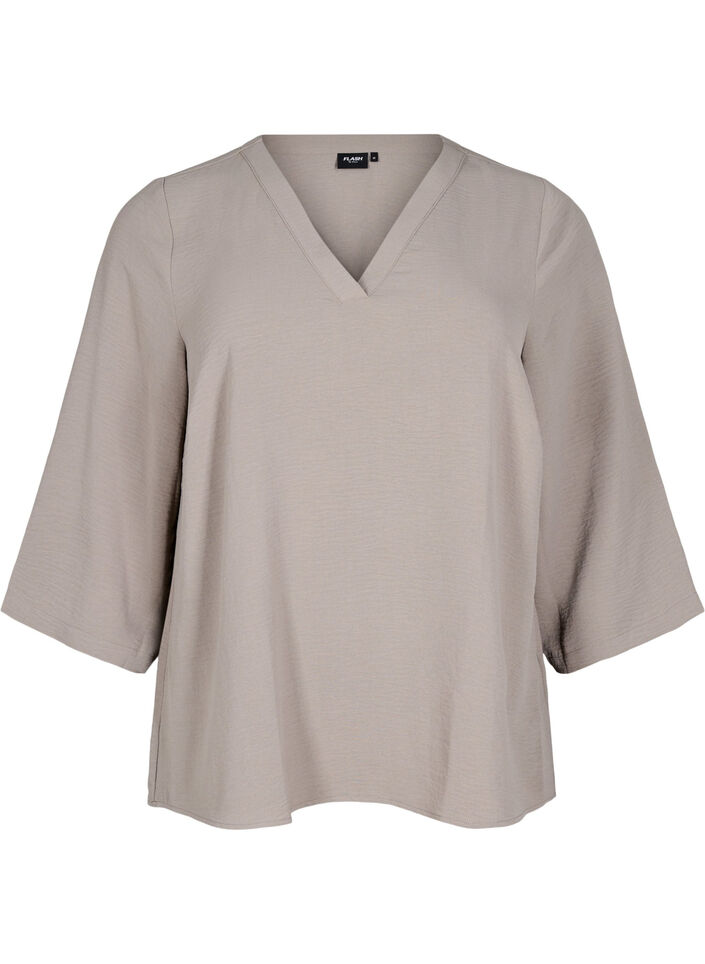 Bluse mit 3/4-&Auml;rmeln, Beige, Packshot image number 0
