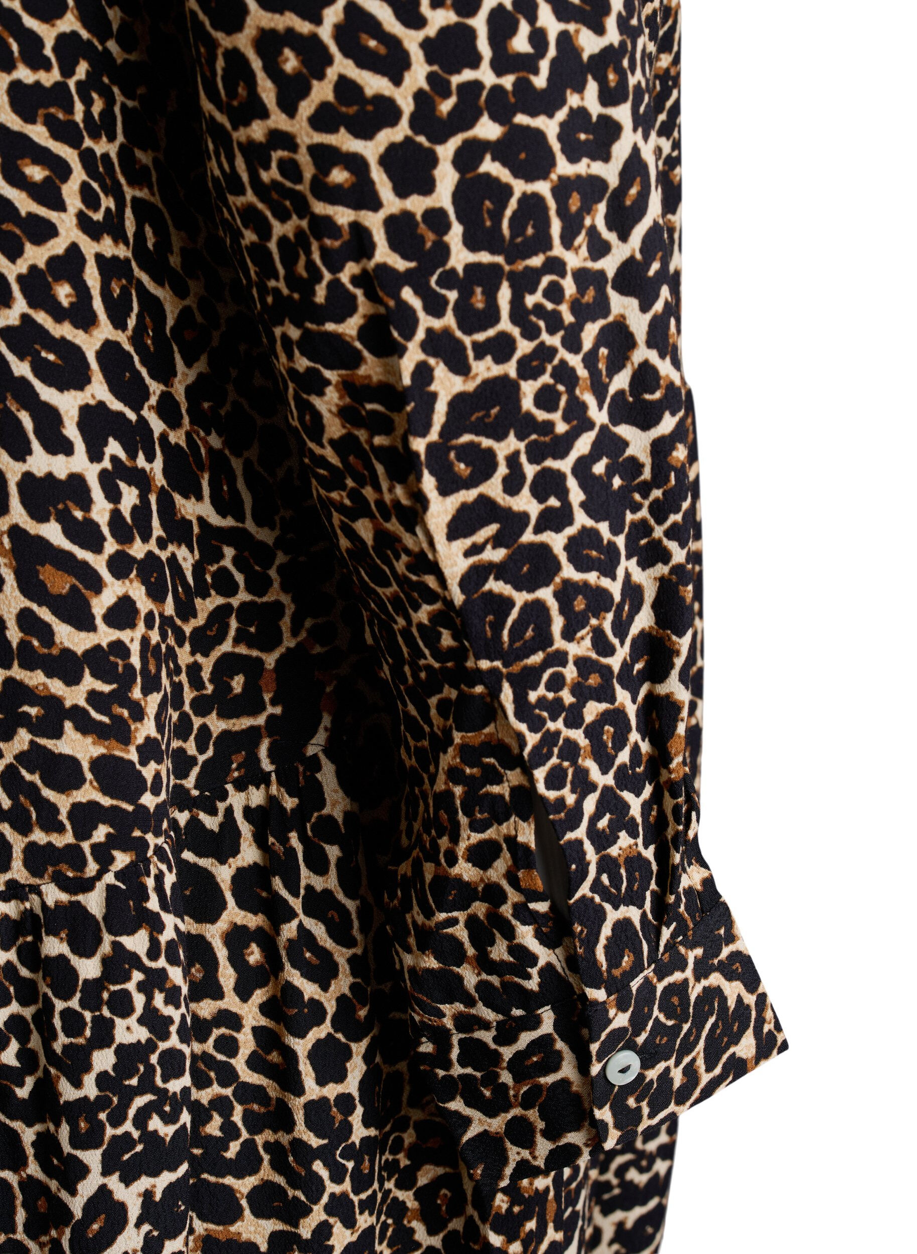 Zizzi Bedrucktes Midikleid aus Viskose mit langen &Auml;rmeln, Braun, Packshot image number 3