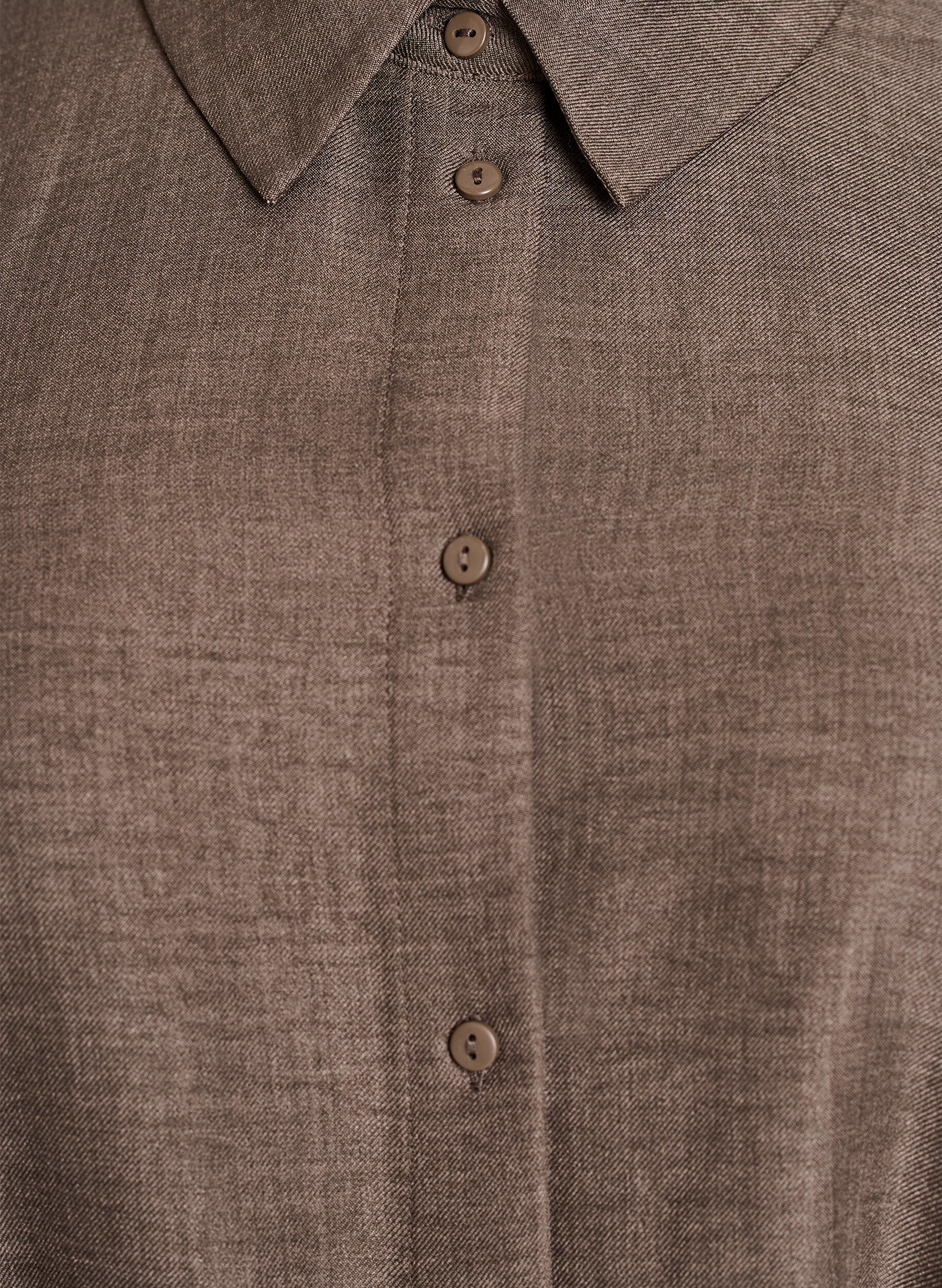 Zizzi Knielanges Hemdkleid mit Bindeg&uuml;rtel, Braun, Packshot image number 2