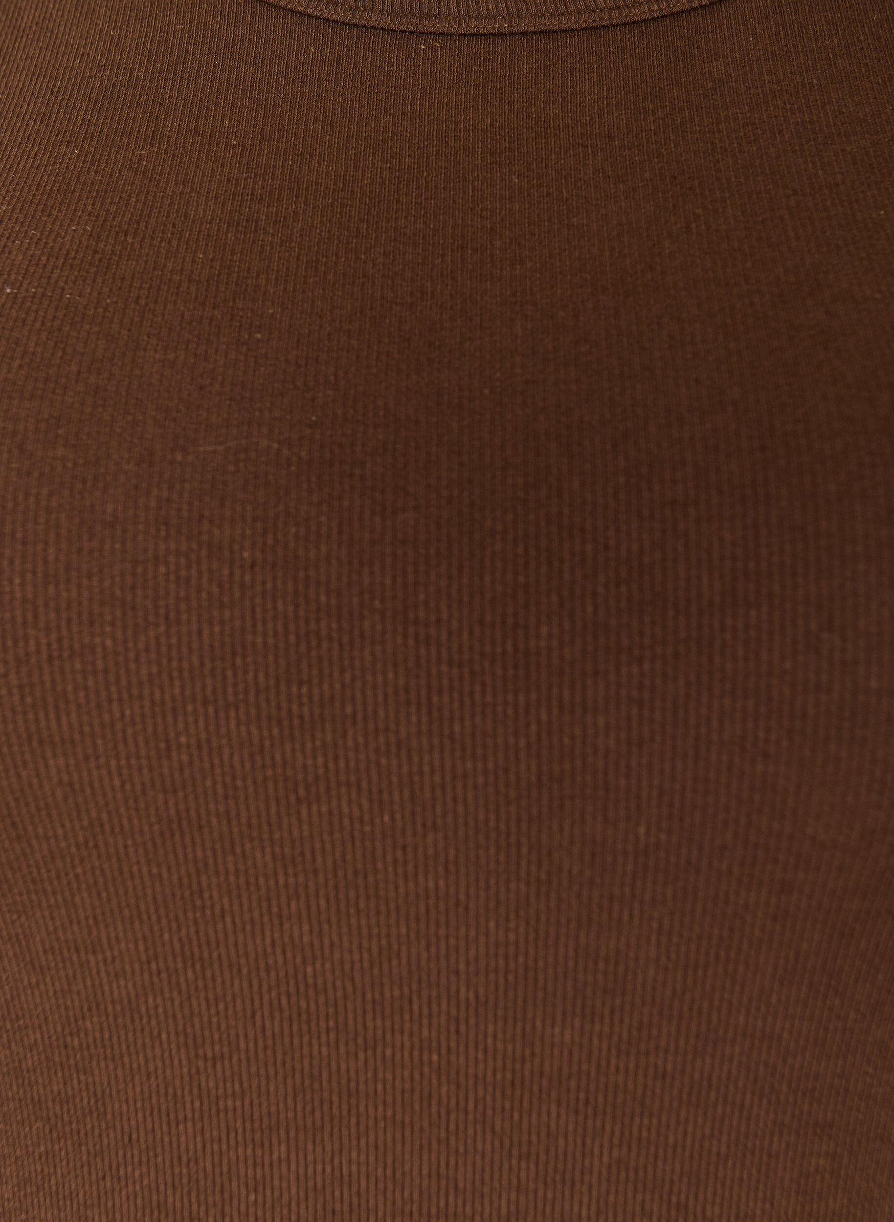 ZizziRipptop aus Baumwolle mit hohem Kragen, Braun, Packshot image number 2
