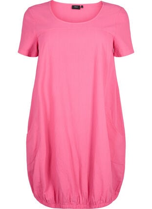 Kurzarm Kleid aus Baumwolle, Shocking Pink, Packshot image number 0
