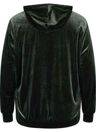 Sweatshirt aus Velour mit Kapuze und Tasche, Forest Night, Packshot image number 1