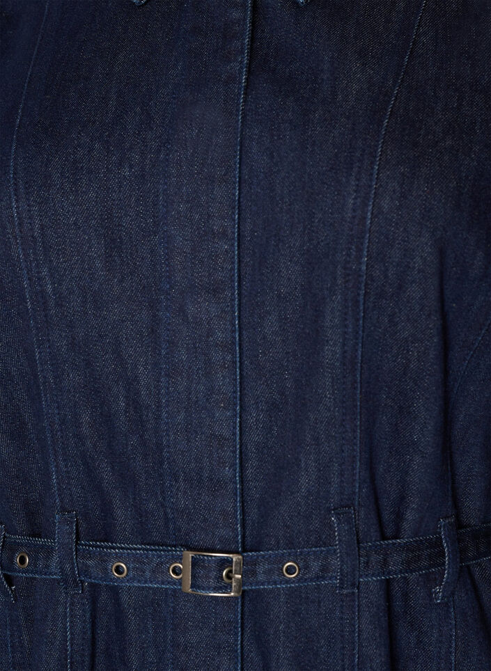 Jeanskleid mit G&uuml;rtel und 3/4-&Auml;rmeln, Blau, Packshot image number 2