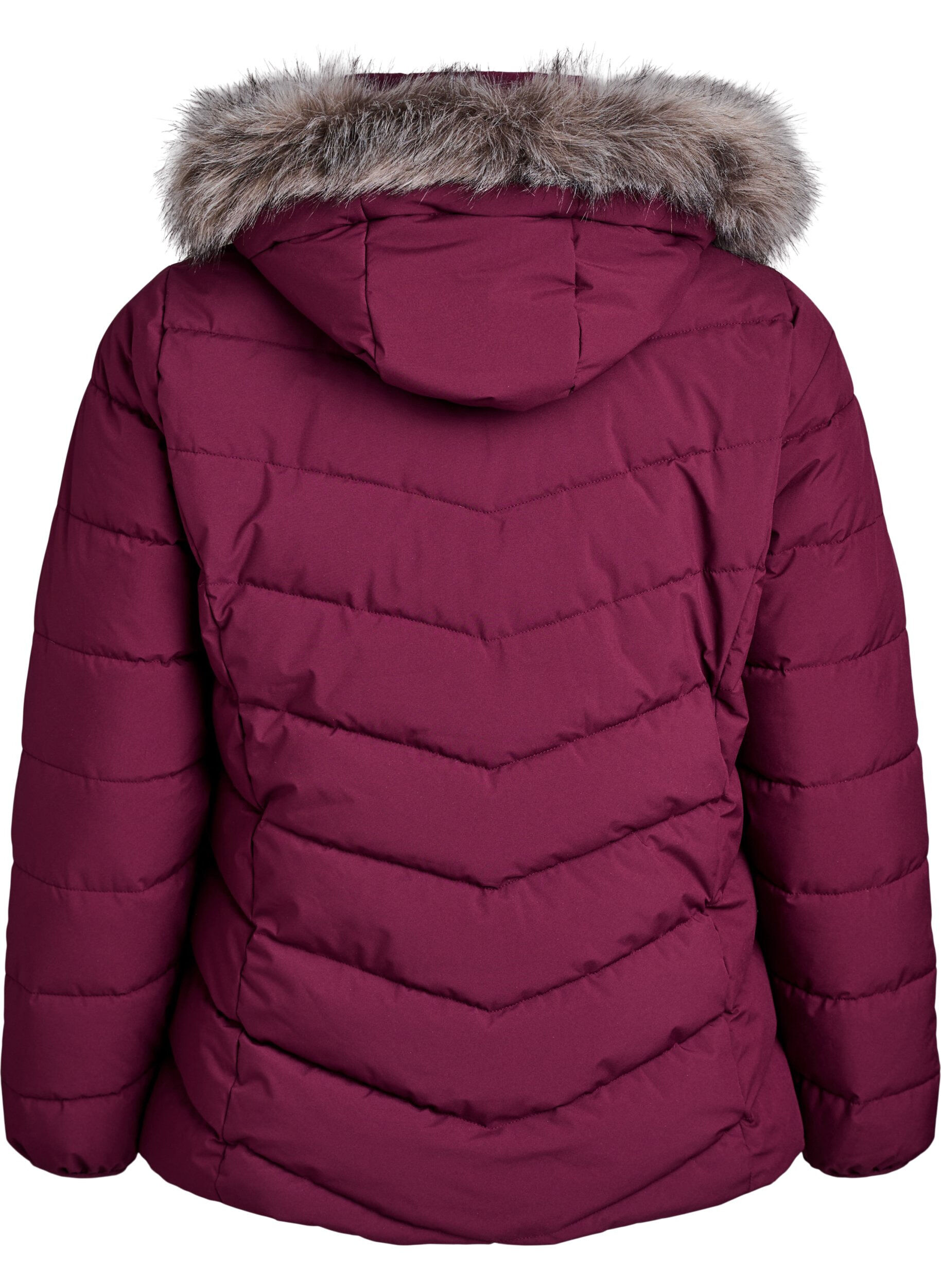 Zizzi Kurze Steppjacke mit Kapuze, Dunkles Bordeaux, Packshot image number 1