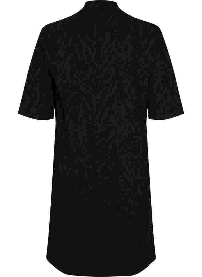 Gemustertes Kleid mit Glitzer und kurzen Ärmeln, Black/Black Lurex, Packshot image number 1