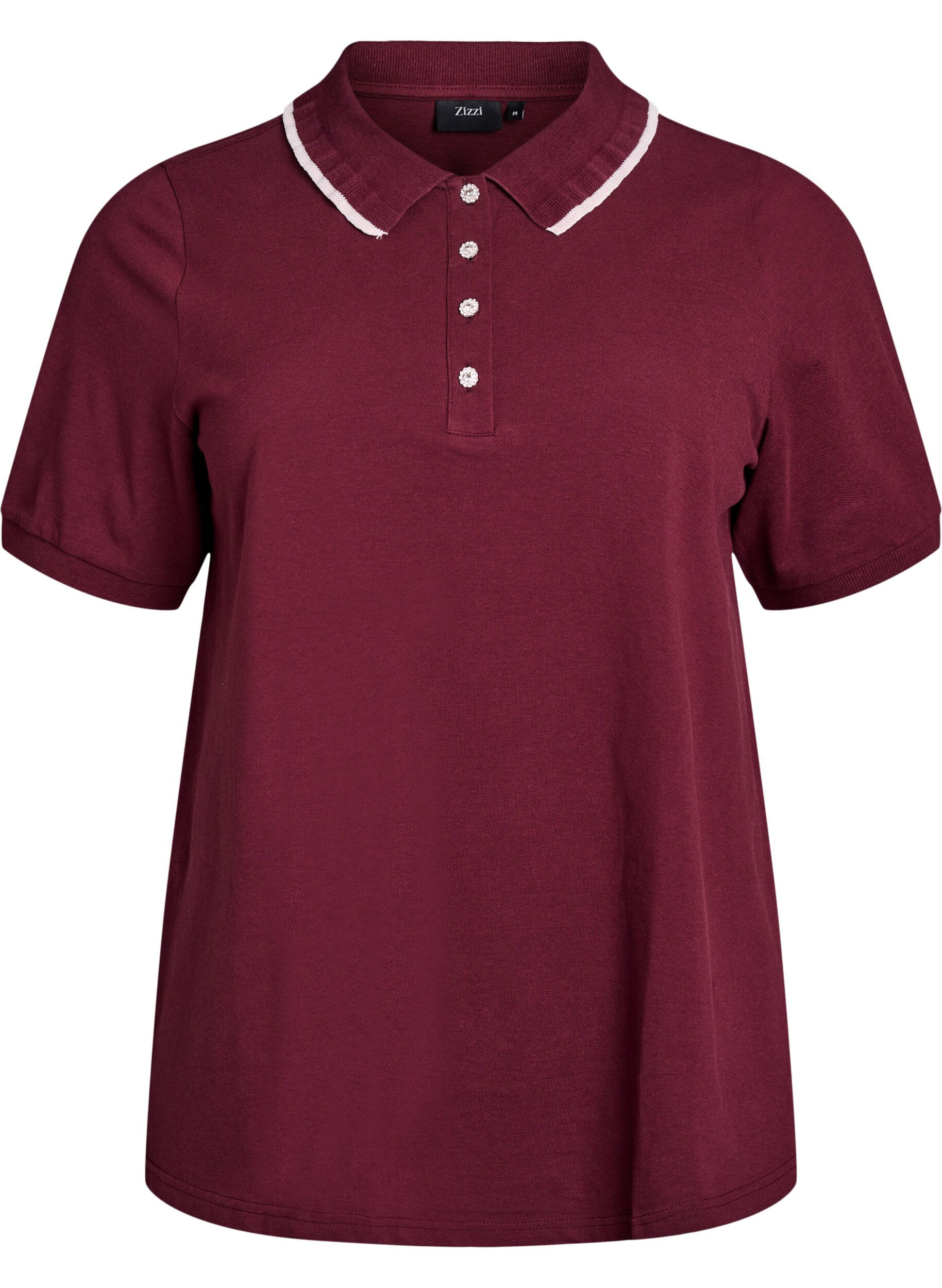 Poloshirt mit Strasssteinen und R&uuml;schendetails