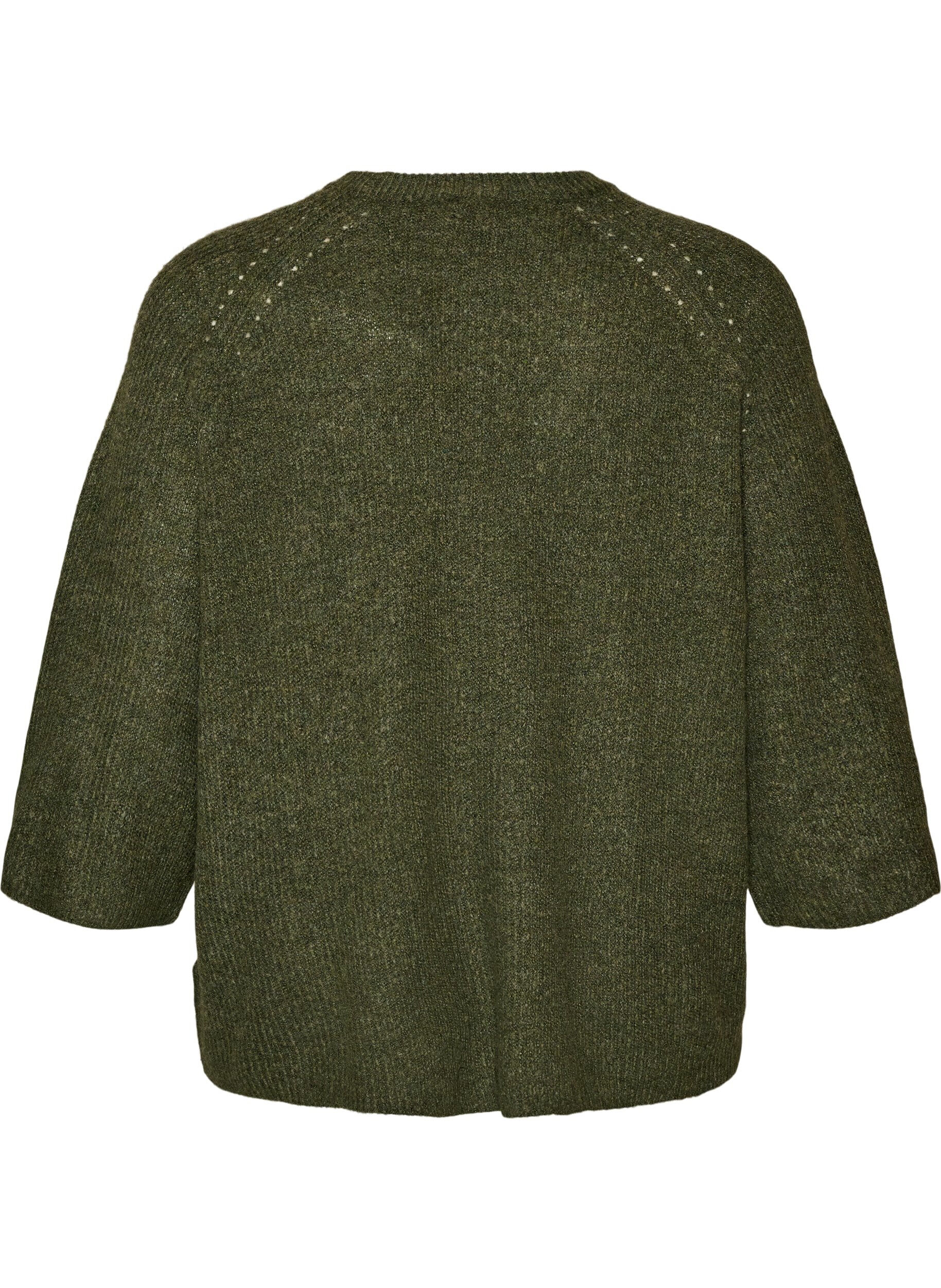 ZizziRipppullover mit 3/4-&Auml;rmeln, Gr&uuml;n, Packshot image number 1
