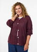 Gestrickter Cardigan mit Lochmuster, Dunkles Bordeaux, Model image number 0