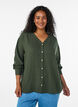 Bluse aus Leinen und Viskose mit V-Ausschnitt, Gr&uuml;n, Model image number 0