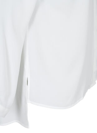 Einfarbiges Hemd mit V-Ausschnitt., Bright White, Packshot image number 3