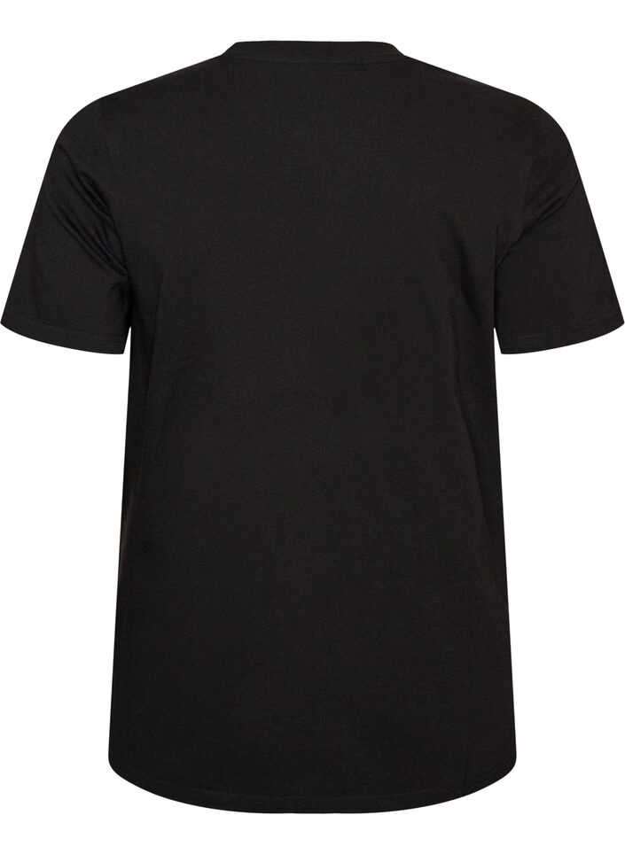 T-Shirt aus Baumwolle mit Textprint, Schwarz, Packshot image number 1