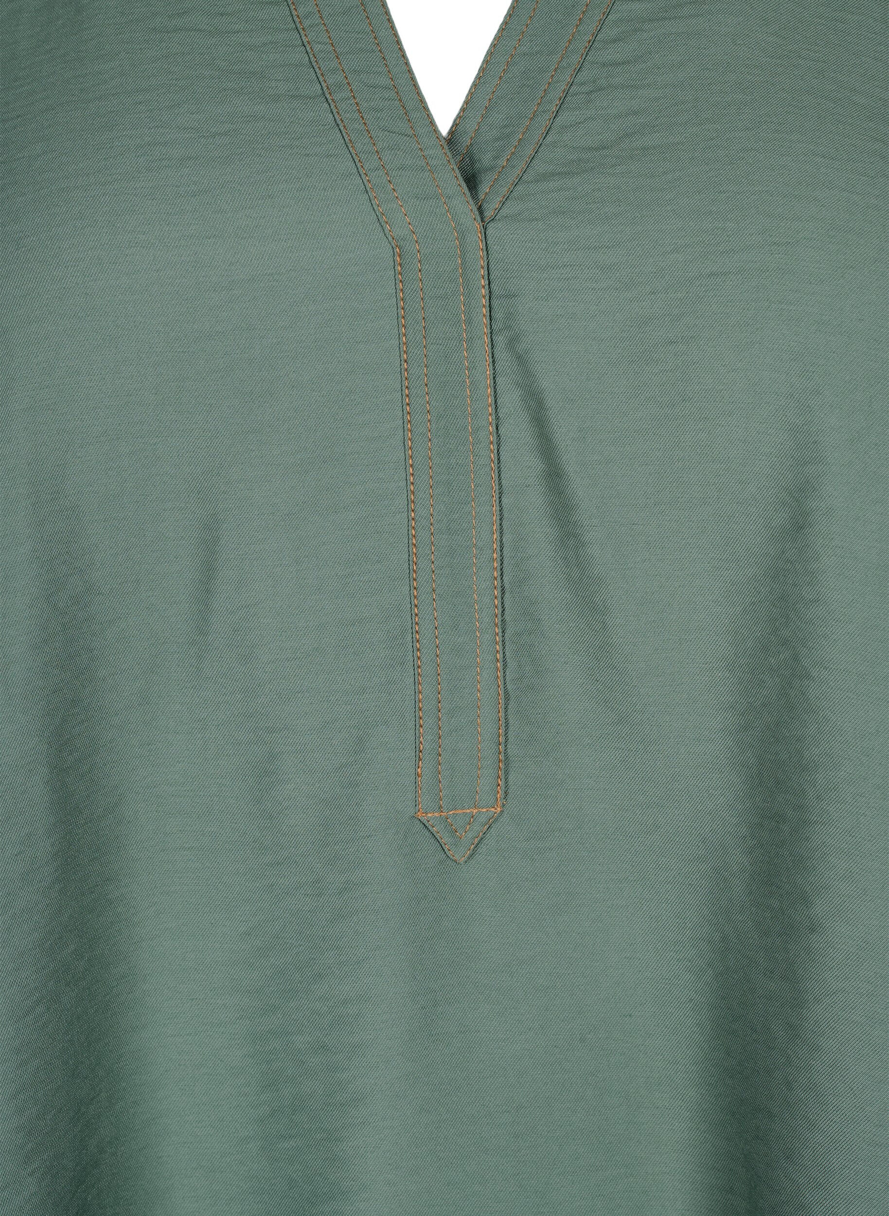 Zizzi Bluse mit Ruffles, Duck Green, Packshot image number 2