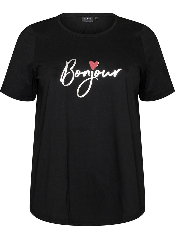 T-Shirt mit Print, Schwarz, Packshot image number 0