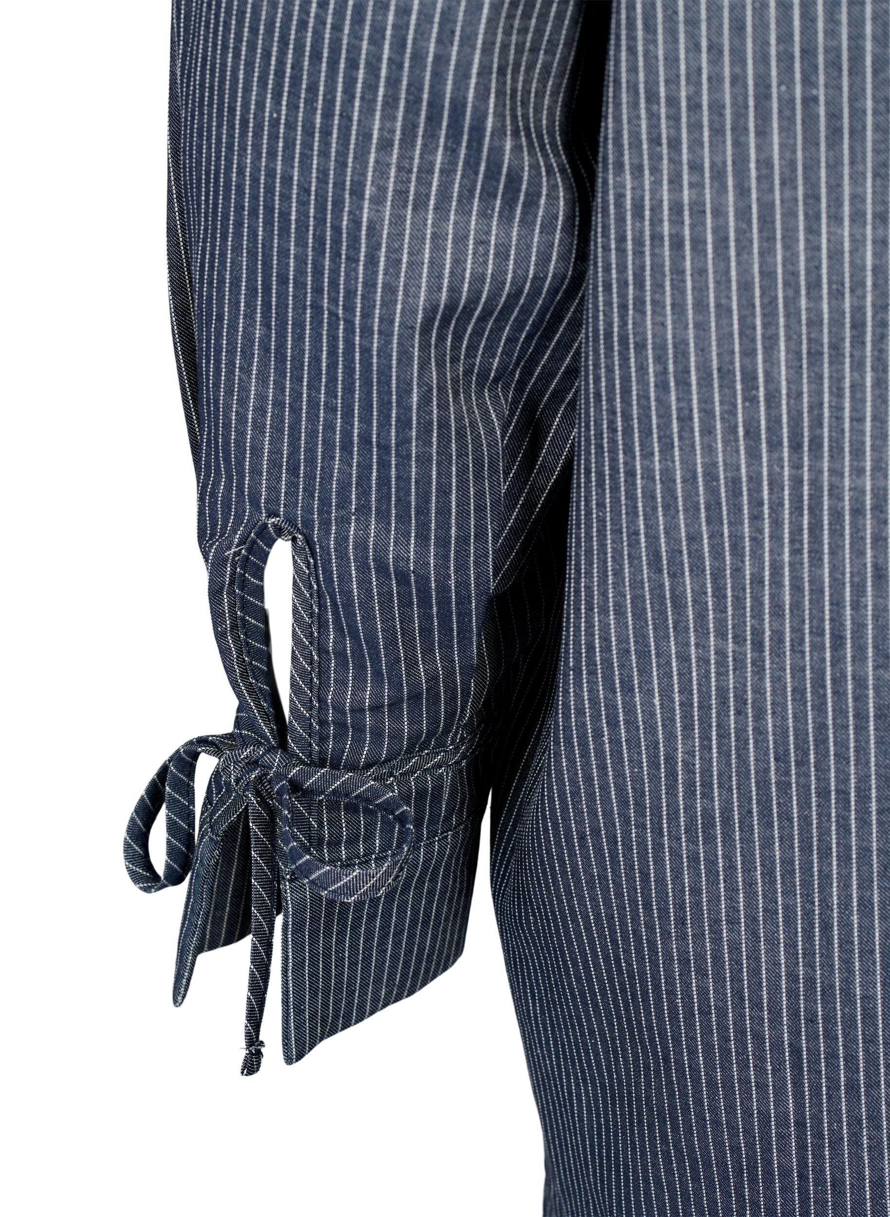Zizzi Hemd mit Bindedetail an den &Auml;rmeln, Navy Stripe, Packshot image number 3
