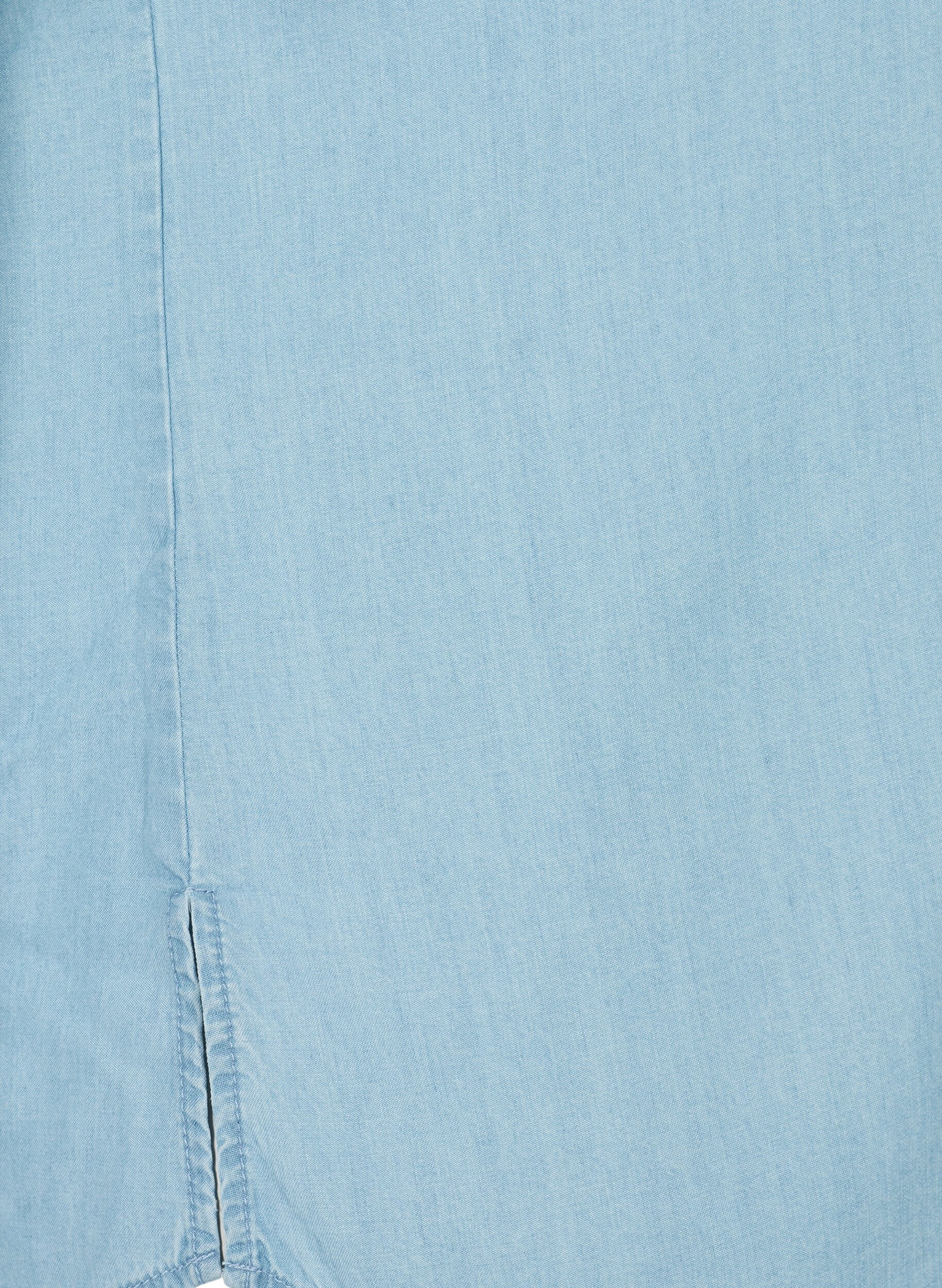 Zizzi Kurz&auml;rmeliges Hemd aus Lyocell (TENCEL&trade;), Light blue denim, Packshot image number 3