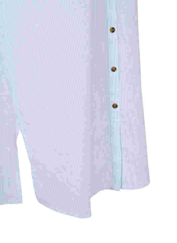 Langes gestreiftes Hemdkleid aus Baumwolle, Blue Stripe, Packshot image number 3