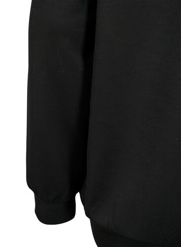 Sweatshirt mit V-Ausschnitt und Tasche, Black, Packshot image number 3
