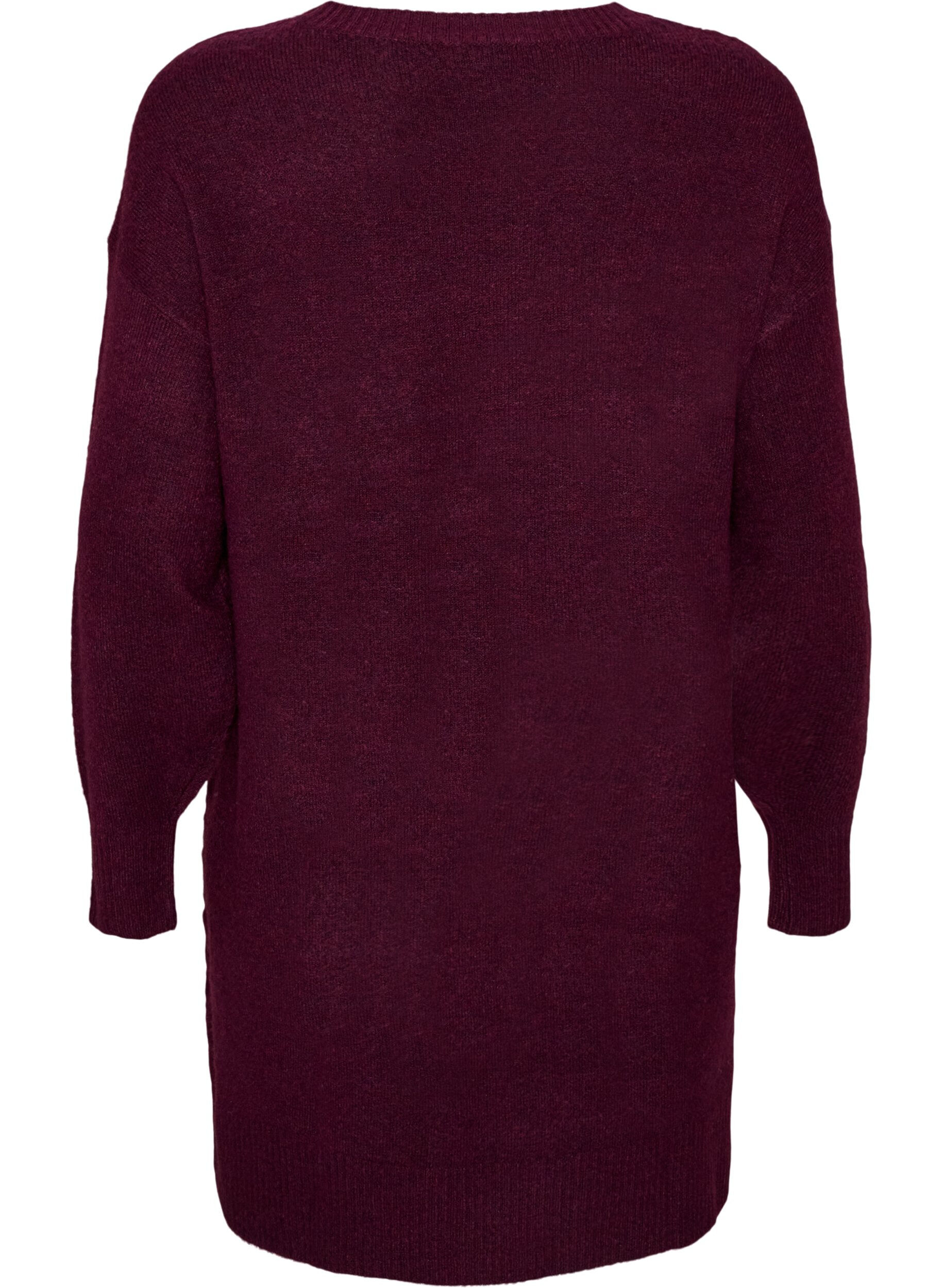 ZizziKurzes Strickkleid mit V-f&ouml;rmigem Strukturmuster, Rot, Packshot image number 1