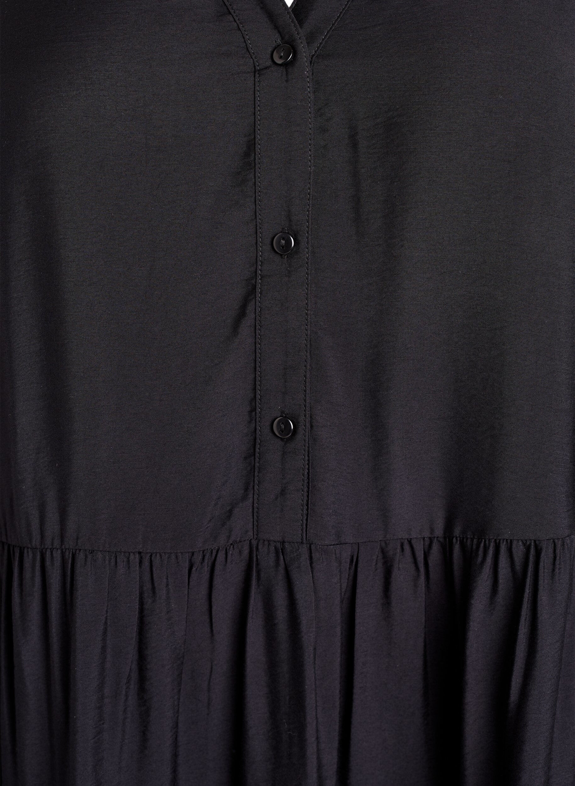 Zizzi Midikleid mit V-Ausschnitt und A-Linienform, Schwarz, Packshot image number 2
