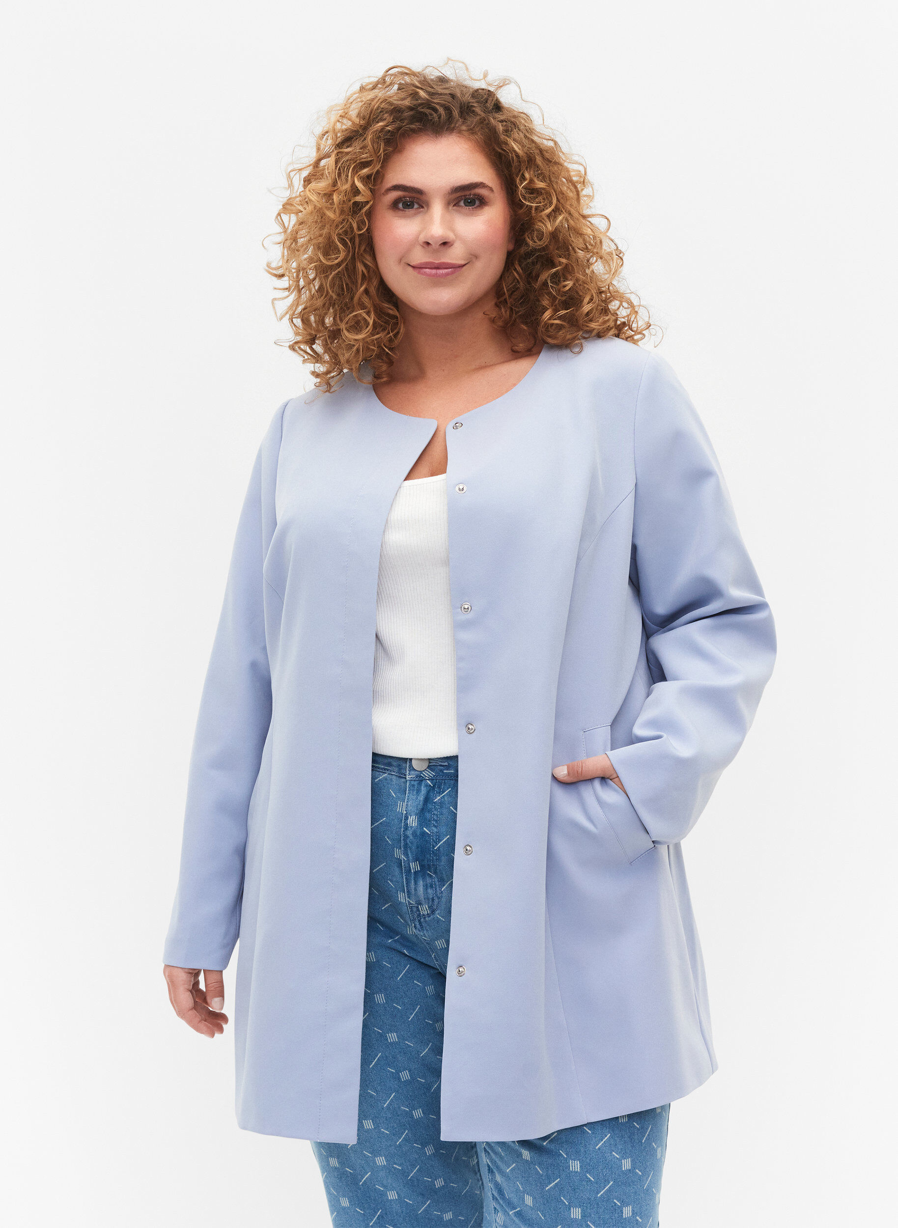 Zizzi Leichte klassische Fr&uuml;hlingsjacke, Eventide, Model image number 0