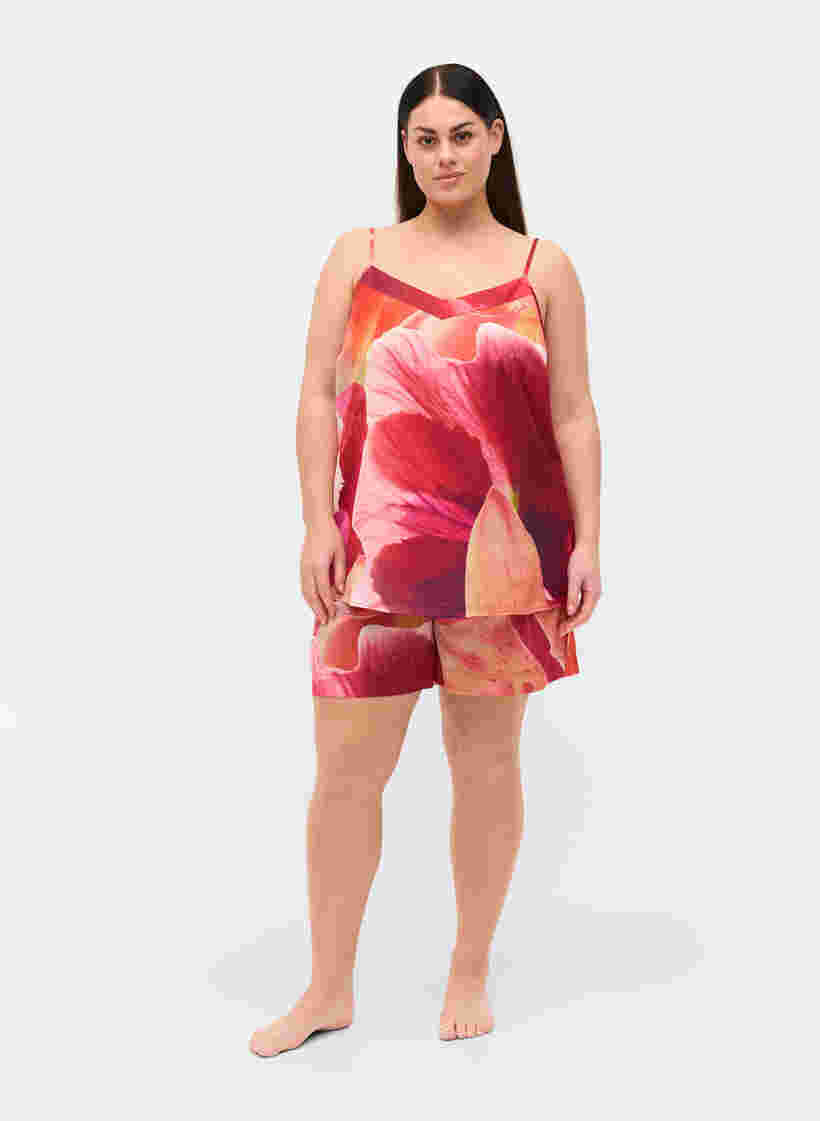 Nachtshorts mit Muster und Kordelzug, Orange Pink AOP, Model image number 3