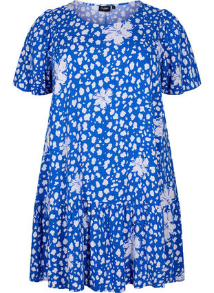FLASH – Kleid aus Viskose mit Schnittlinie, Nautical Bl.Wh.AOP, Packshot image number 0