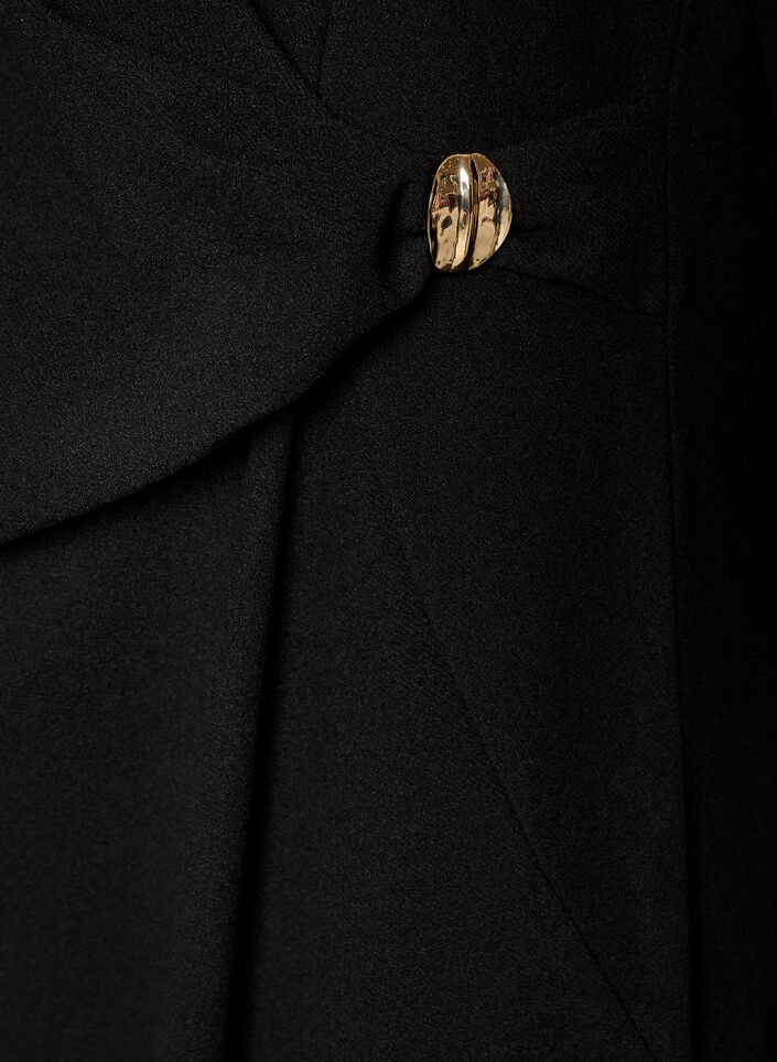 Jerseykleid mit Drapierung und dekorativer Schnalle, Schwarz, Packshot image number 3