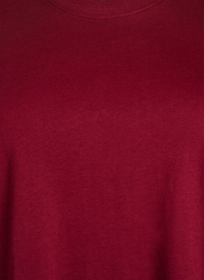 Basic T-Shirt aus Baumwolle mit Rundhalsausschnitt, Dunkles Bordeaux, Packshot image number 2