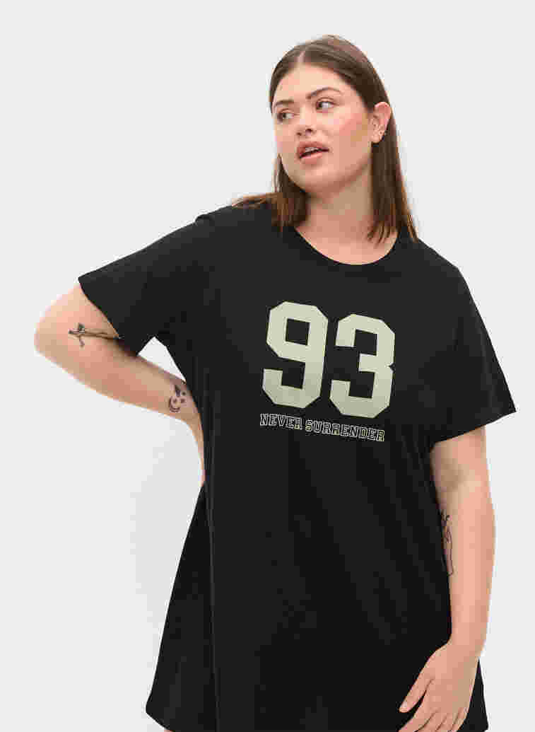 Oversized Nacht T-Shirt aus Bio-Baumwolle, Black w. 93, Model image number 2