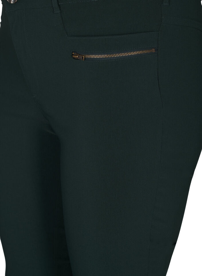 Enganliegende Hose mit Reißverschlüssen, Grün, Packshot image number 2