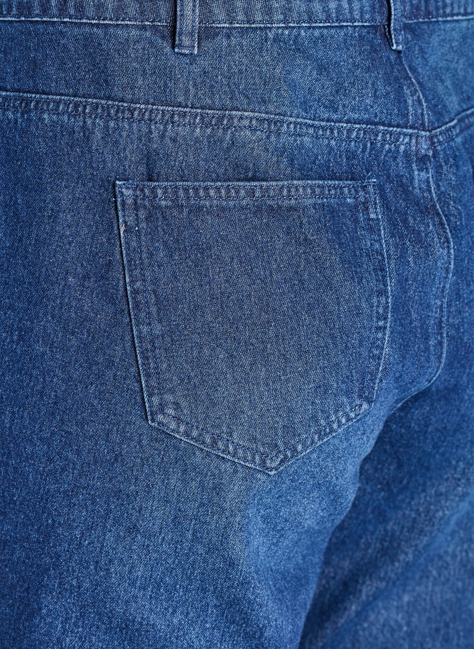 Zizzi High-Waist-Jeans in gerader Passform mit Strasssteinen, Blau, Packshot image number 3