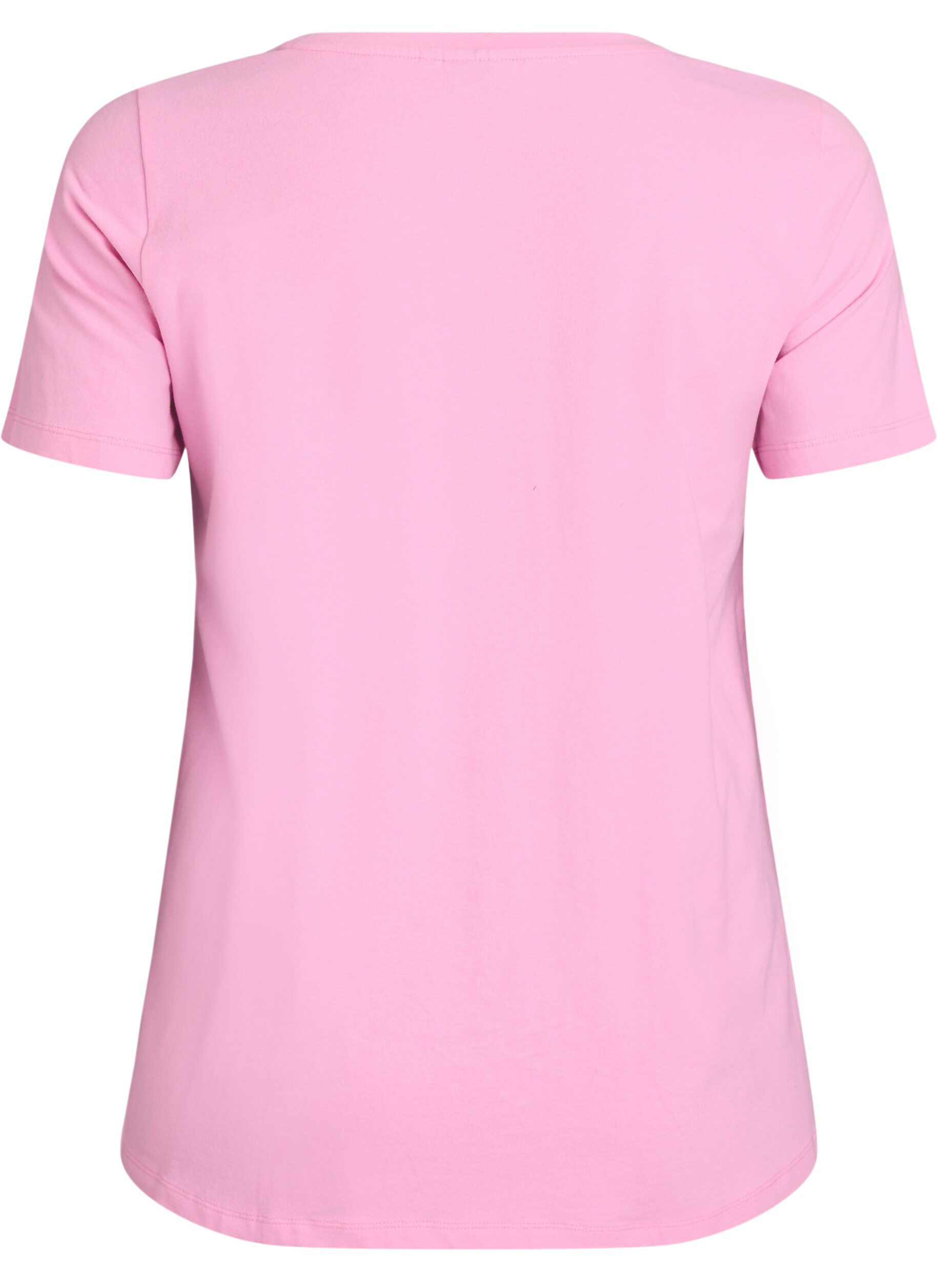 ZizziEinfarbiges Basic T-Shirt aus Baumwolle, Pink, Packshot image number 1
