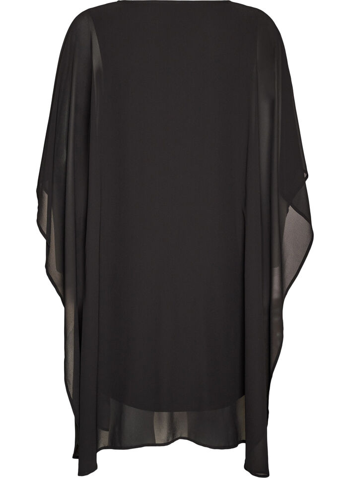 Kurzes Chiffonkleid mit V-Ausschnitt, Schwarz, Packshot image number 1