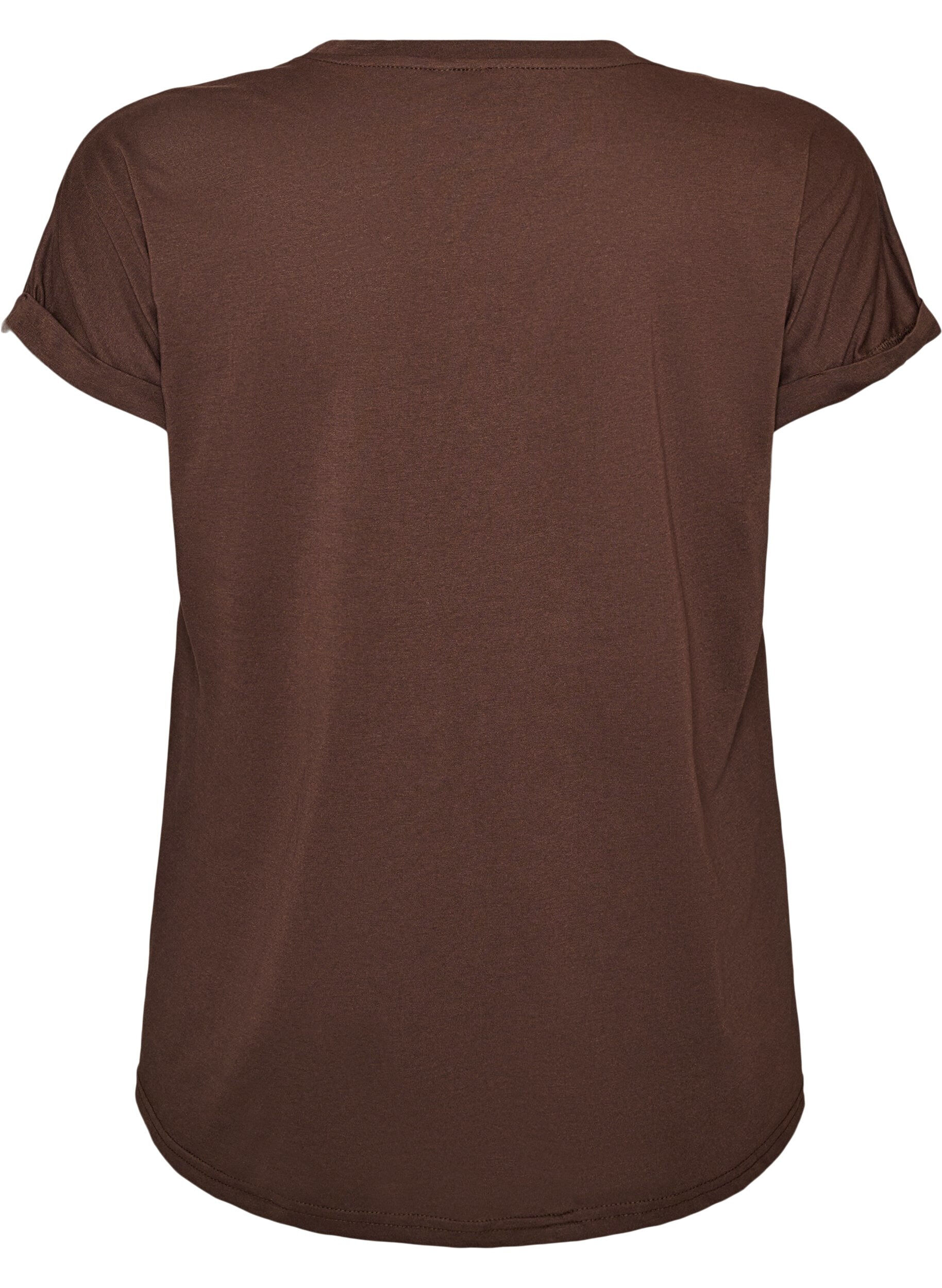 ZizziKurz&auml;rmeliges T-Shirt aus einer Baumwollmischung, Braun, Packshot image number 1