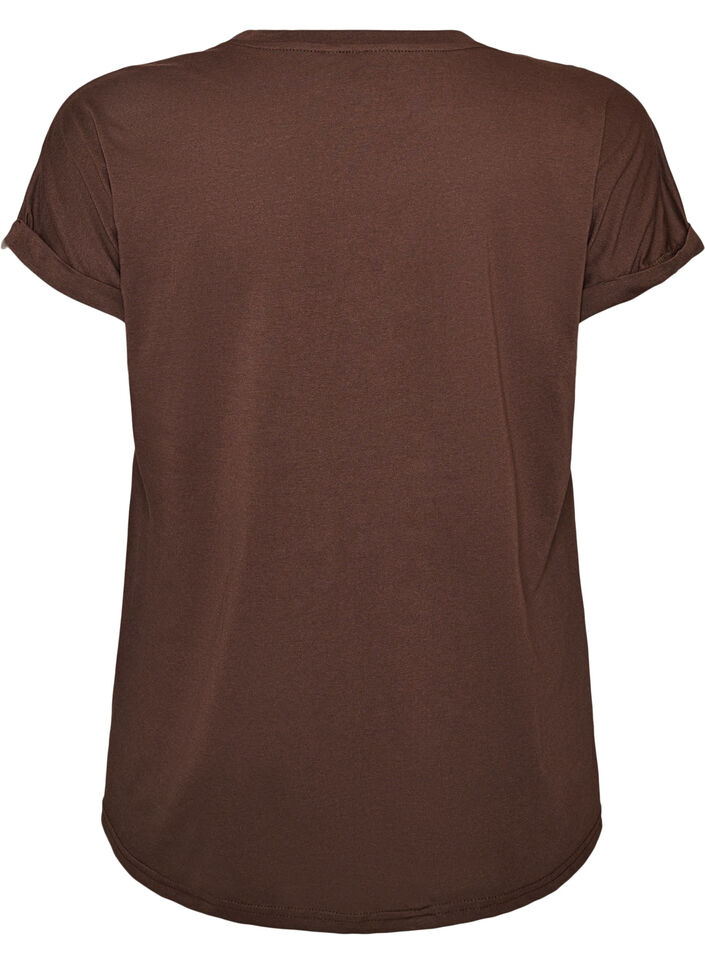 Kurz&auml;rmeliges T-Shirt aus einer Baumwollmischung, Braun, Packshot image number 1