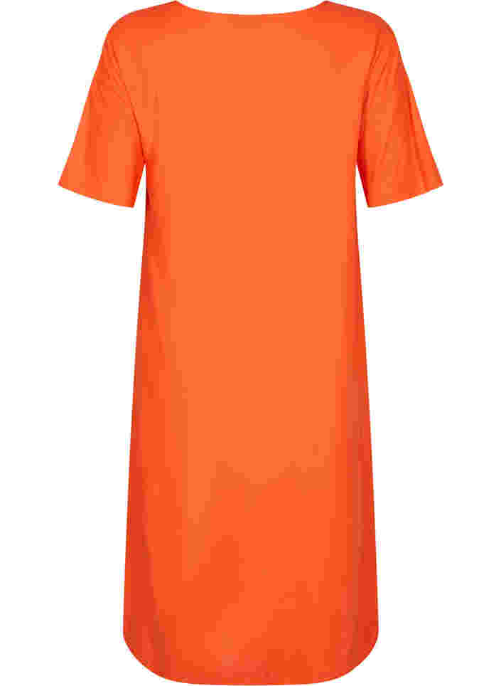 Kurzärmeliges Hemdkleid aus Viskose, Mandarin Red, Packshot image number 1