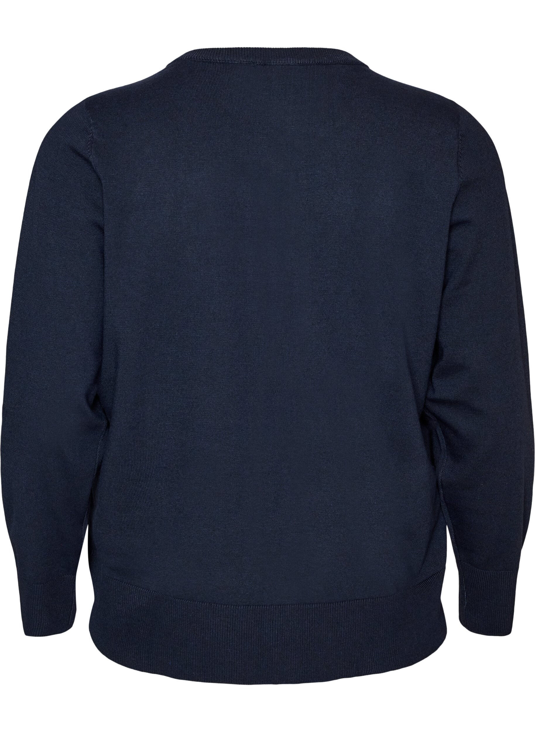 ZizziFeinstrick-Strickjacke mit Rundhalsausschnitt, Blau, Packshot image number 1