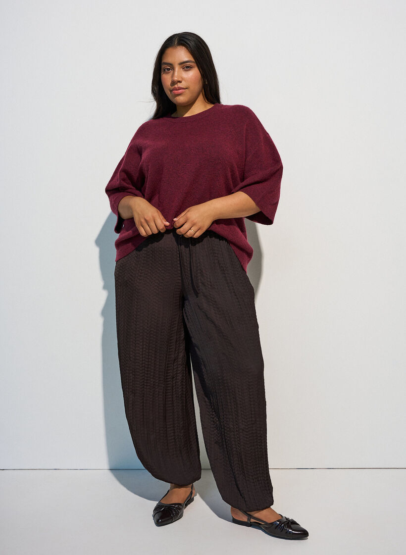 Locker sitzende Strickshirt mit kurzen &Auml;rmeln, Rot, Model image number 1