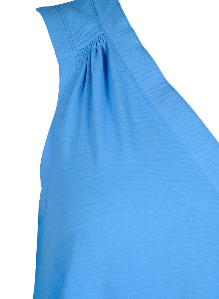 &Auml;rmelloses Oberteil mit Faltendetails, Blau, Packshot image number 3
