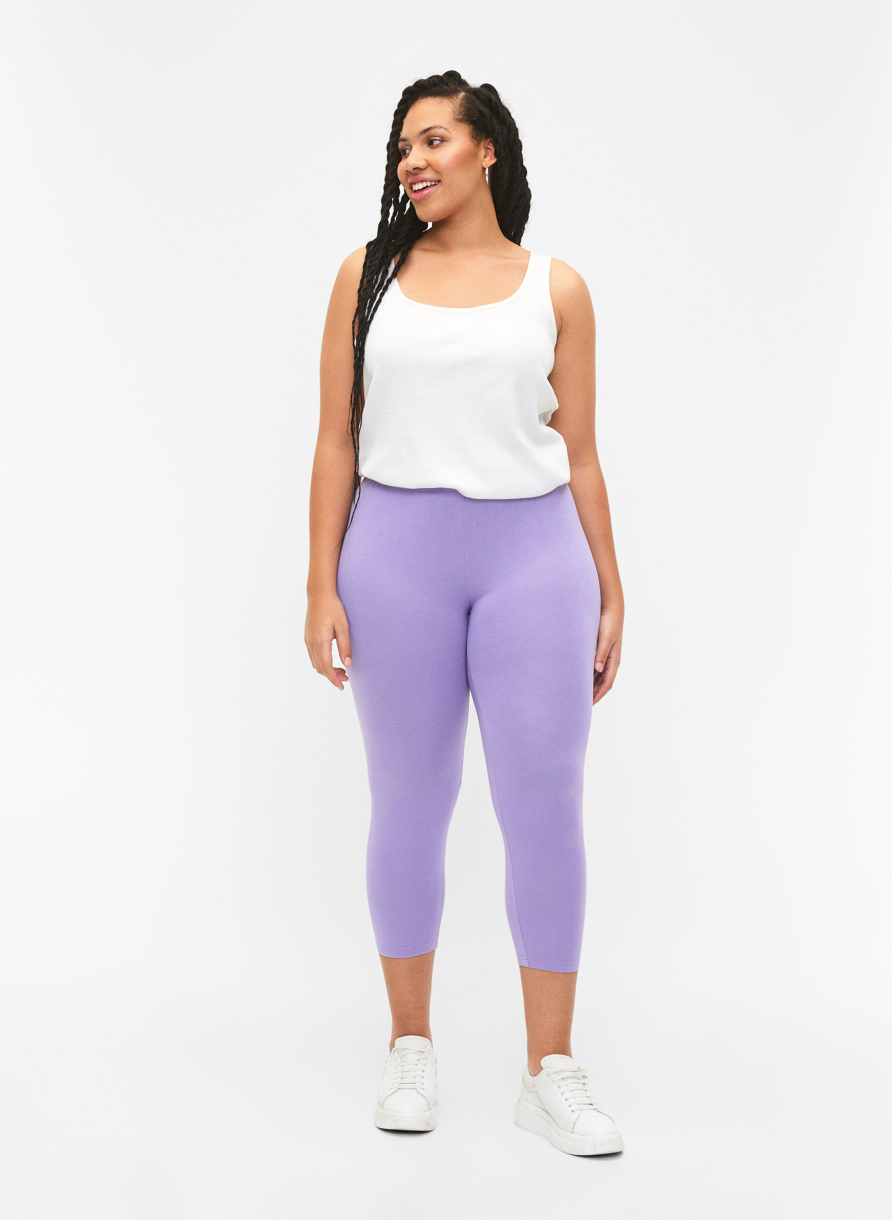 Zizzi Basic 3/4-Leggings aus Viskose, Lila, Model image number 1