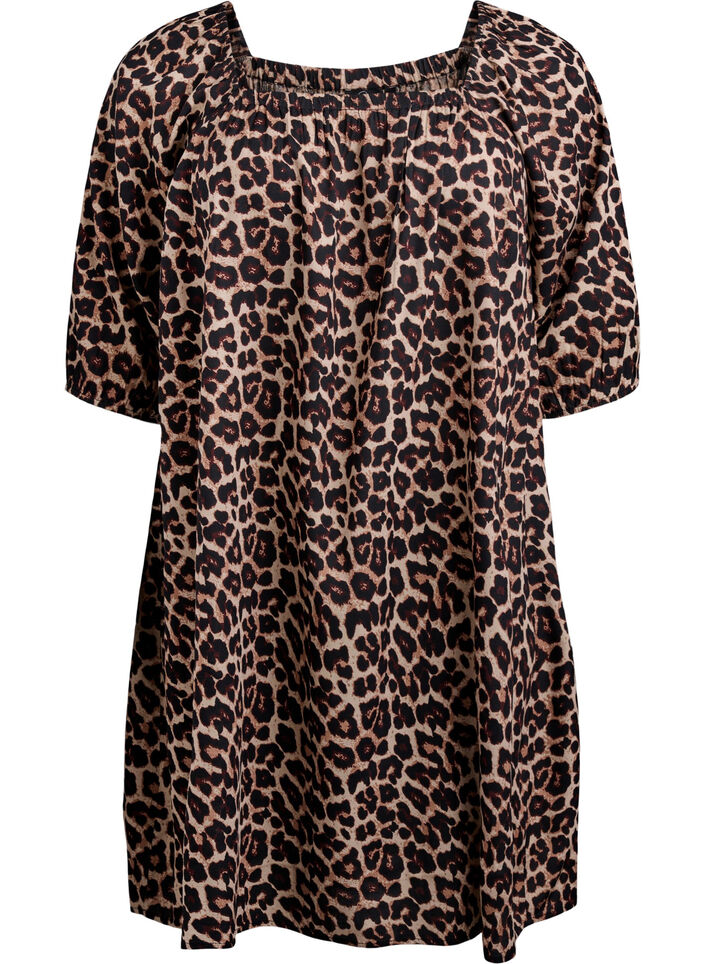 Strandkleid aus Viskose mit Aufdruck, Beige, Packshot image number 0