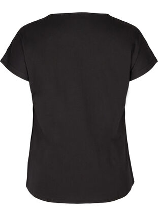 Kurzarm T-Shirt aus Baumwolle mit Stickerei, Black, Packshot image number 1