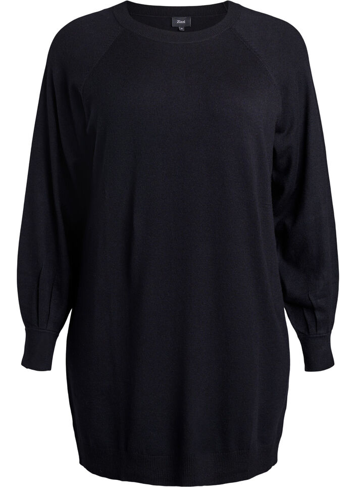 Kurzes Strickkleid mit Raglanärmeln, Schwarz, Packshot image number 0